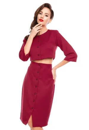Alice Shrug Button Jacket in Red