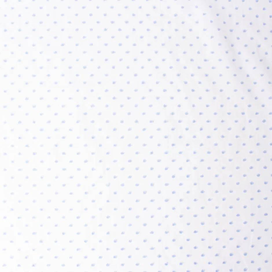 Baby Blue Spotted White Cotton Voile