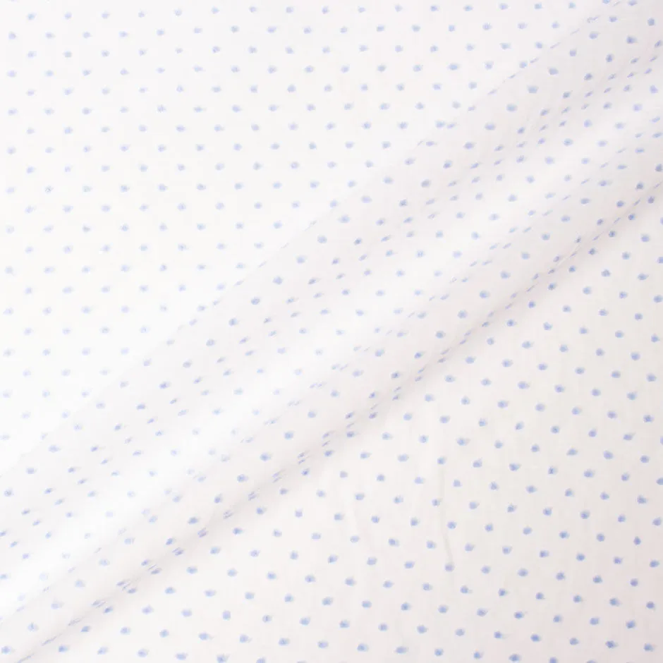 Baby Blue Spotted White Cotton Voile