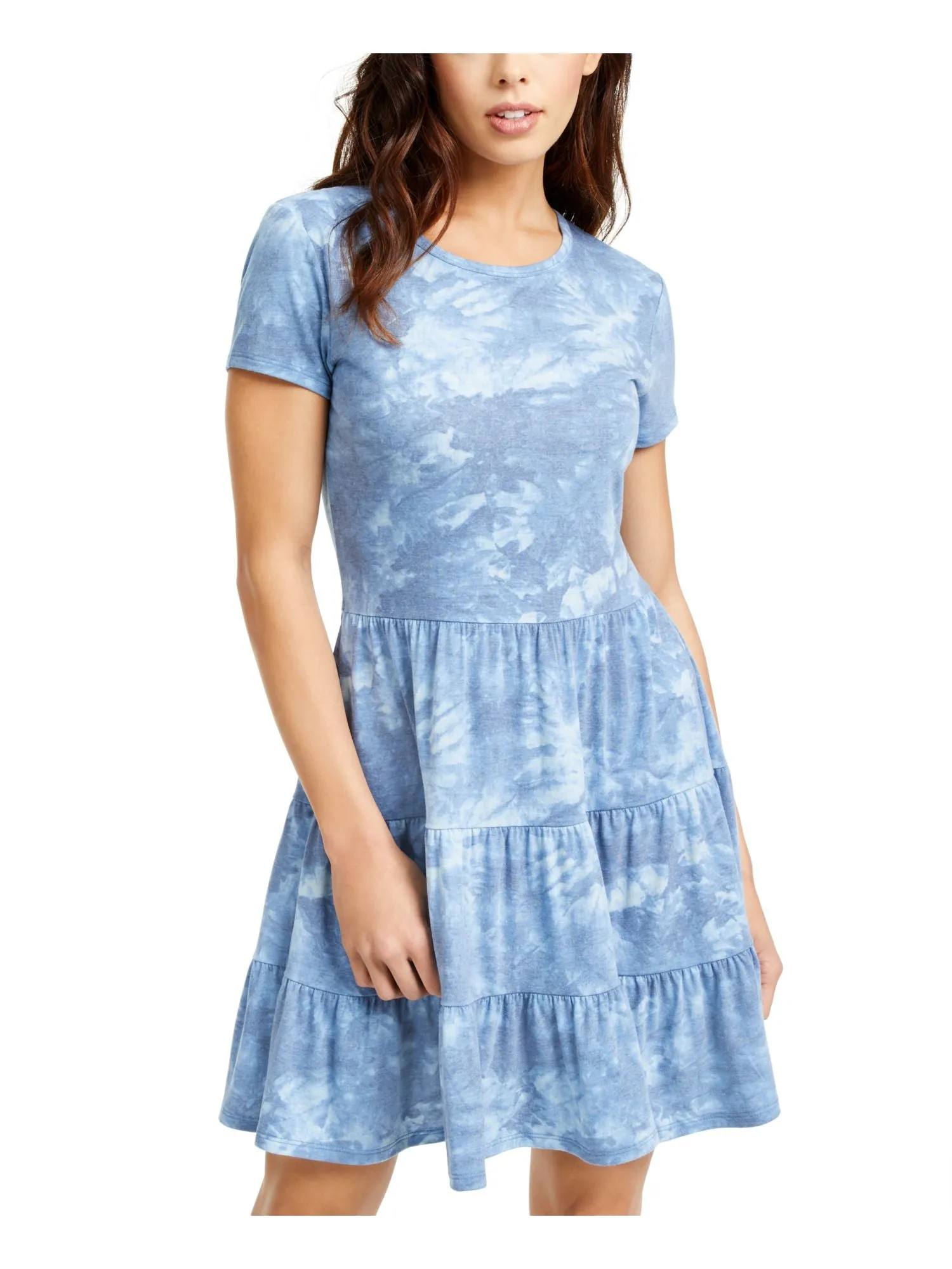 BEBOP Womens Acid Wash Short Sleeve Above The Knee Fit   Flare Dress