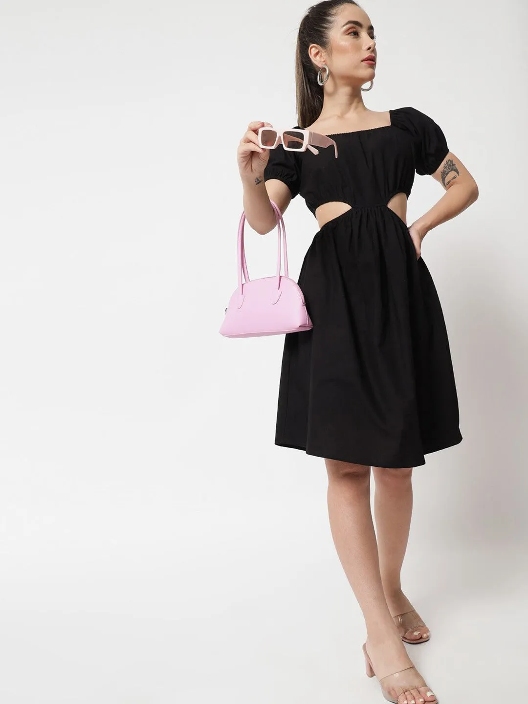 Black Blossom Mini Dress