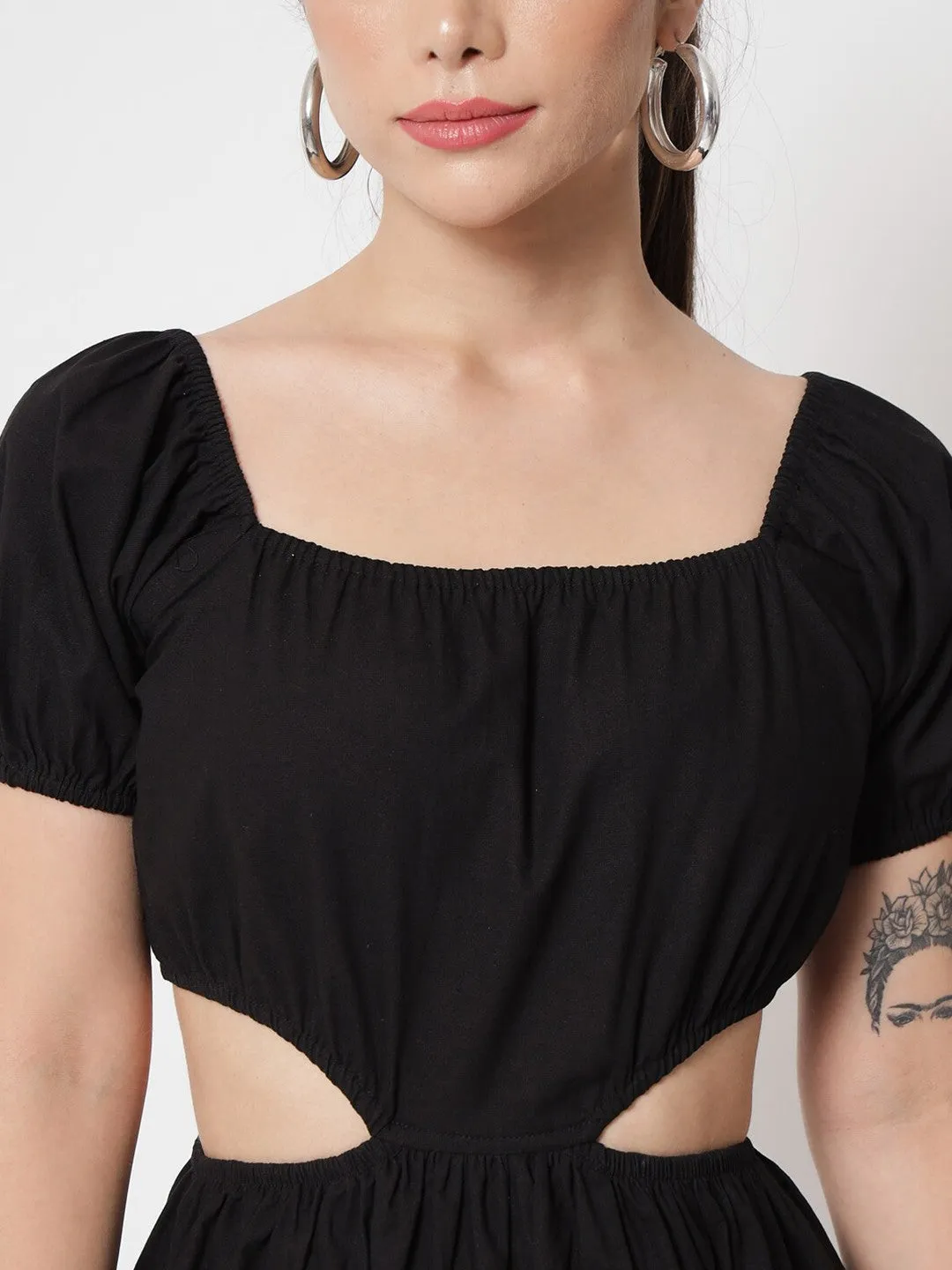 Black Blossom Mini Dress