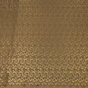 Black Tulle with Gold Arabesques Embroidered Fabric
