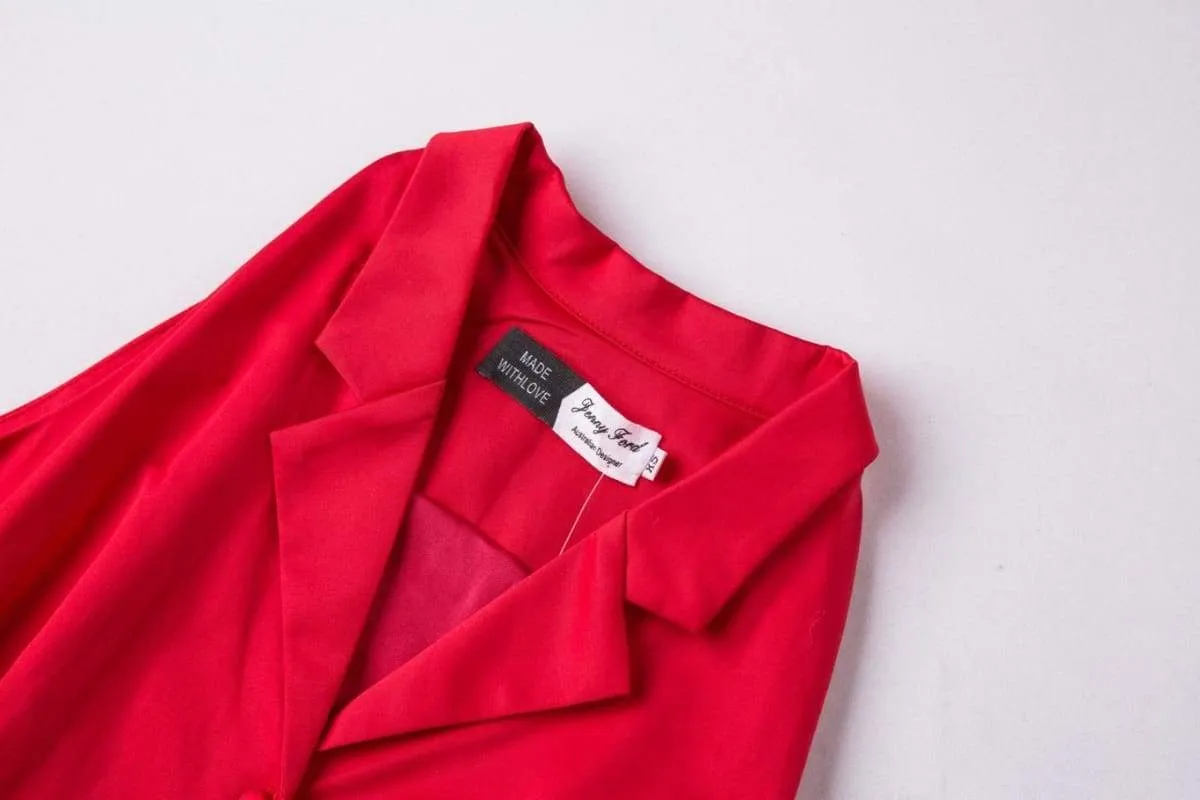 Bright Red Halter Top Vintage Dress