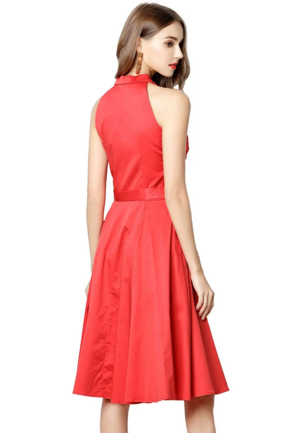 Bright Red Halter Top Vintage Dress