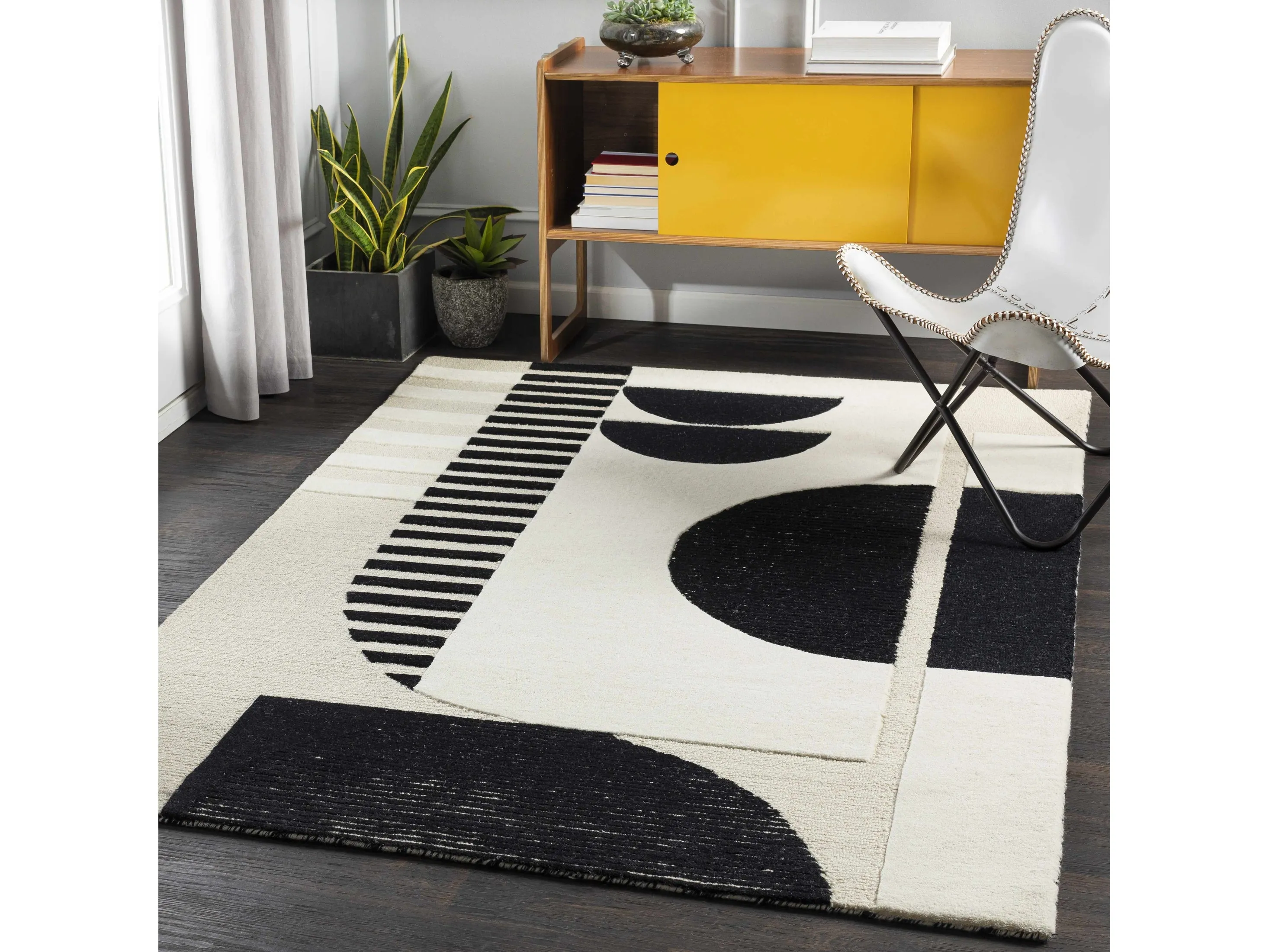 Brooklyn Black&White Modern Wool Rug