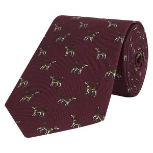 Burgundy Novelty Dog Printed Silk Tie