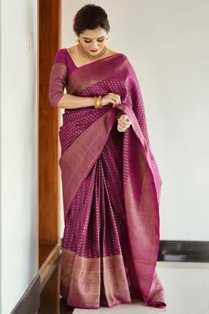 Charming Purple Soft Silk Saree With Most Stunning Blouse Piece