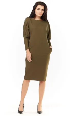 Chic Everyday Long Sleeve Cotton Dress with Convenient Pockets