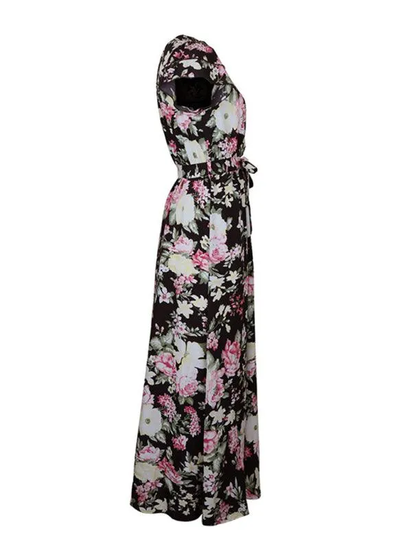Chic Floral Midi Dress with European Flair for Summer - Women's Stylish Attire