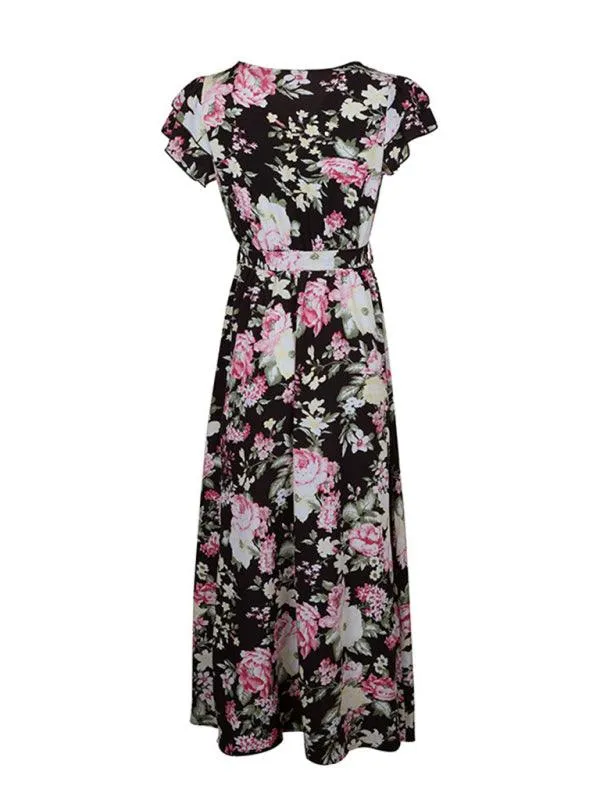 Chic Floral Midi Dress with European Flair for Summer - Women's Stylish Attire
