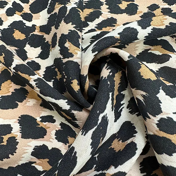 Cream Multi Animal Print Poly Georgette Fabric