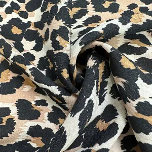 Cream Multi Animal Print Poly Georgette Fabric