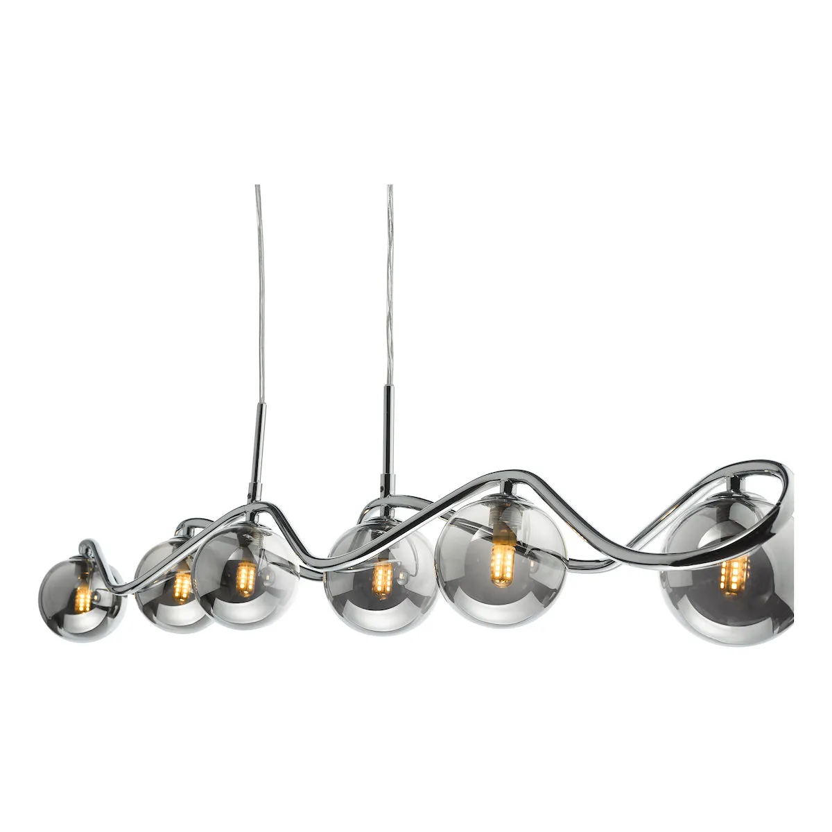 Dar Lysandra 6 Light Bar Pendant Polished Chrome and Smoked Glass