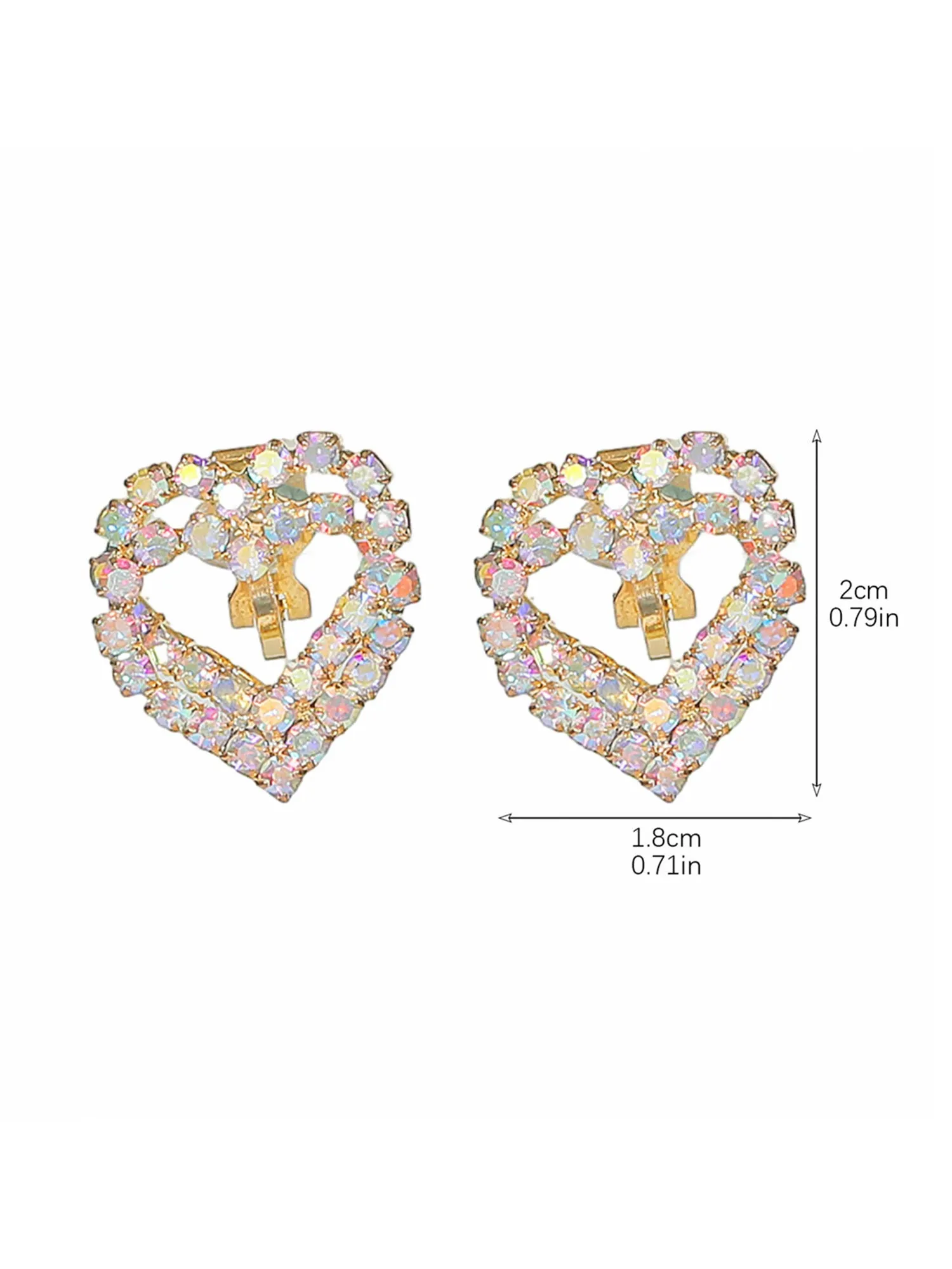 Double Love Heart Full Rhinestone Ear Clip
