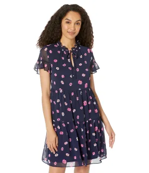 Dress DKNY, Printed Ruffle Neck Dress