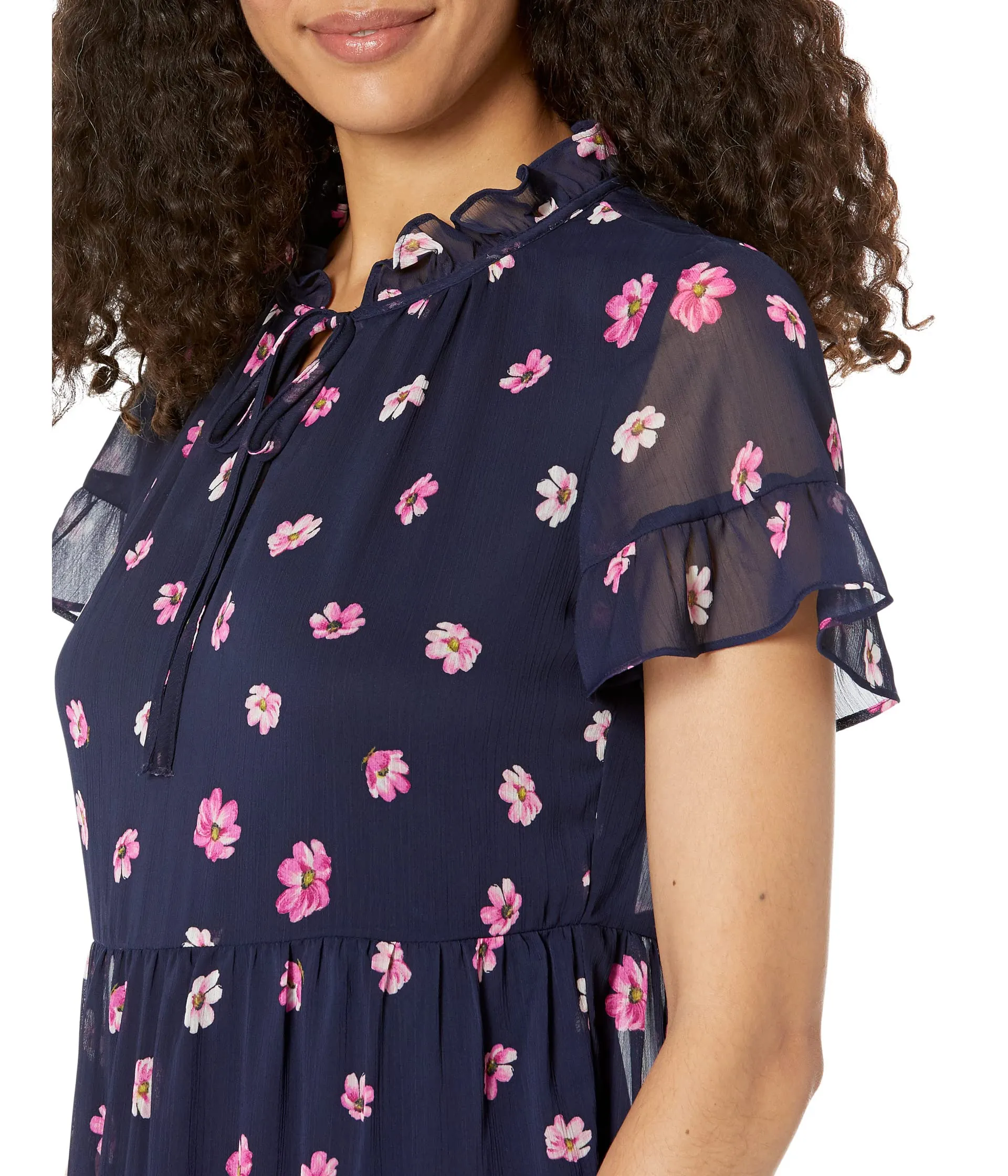 Dress DKNY, Printed Ruffle Neck Dress