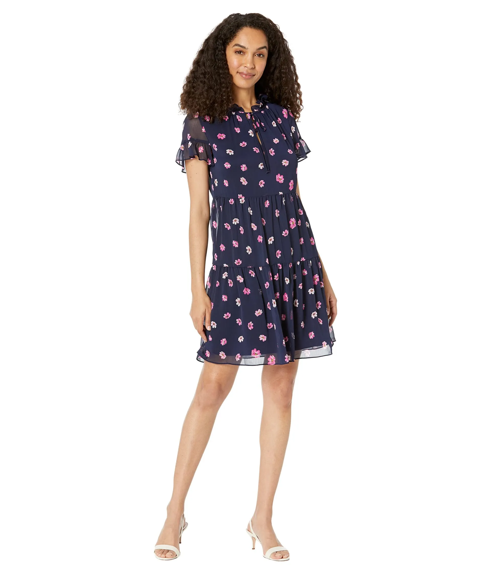 Dress DKNY, Printed Ruffle Neck Dress