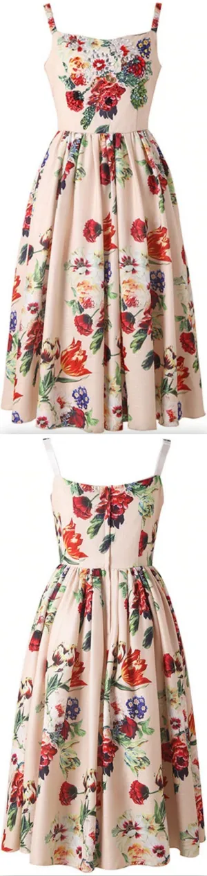 Embellished Floral-Printed Sun Dress
