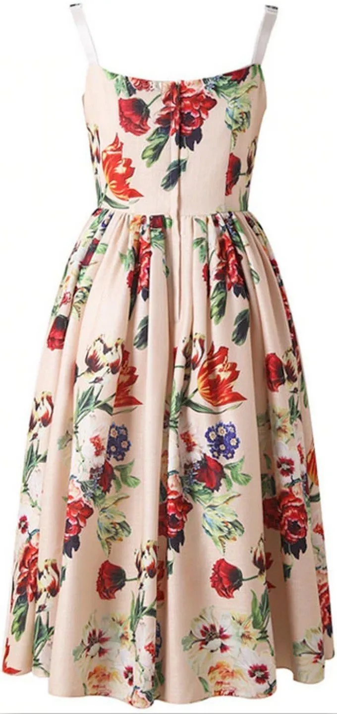 Embellished Floral-Printed Sun Dress