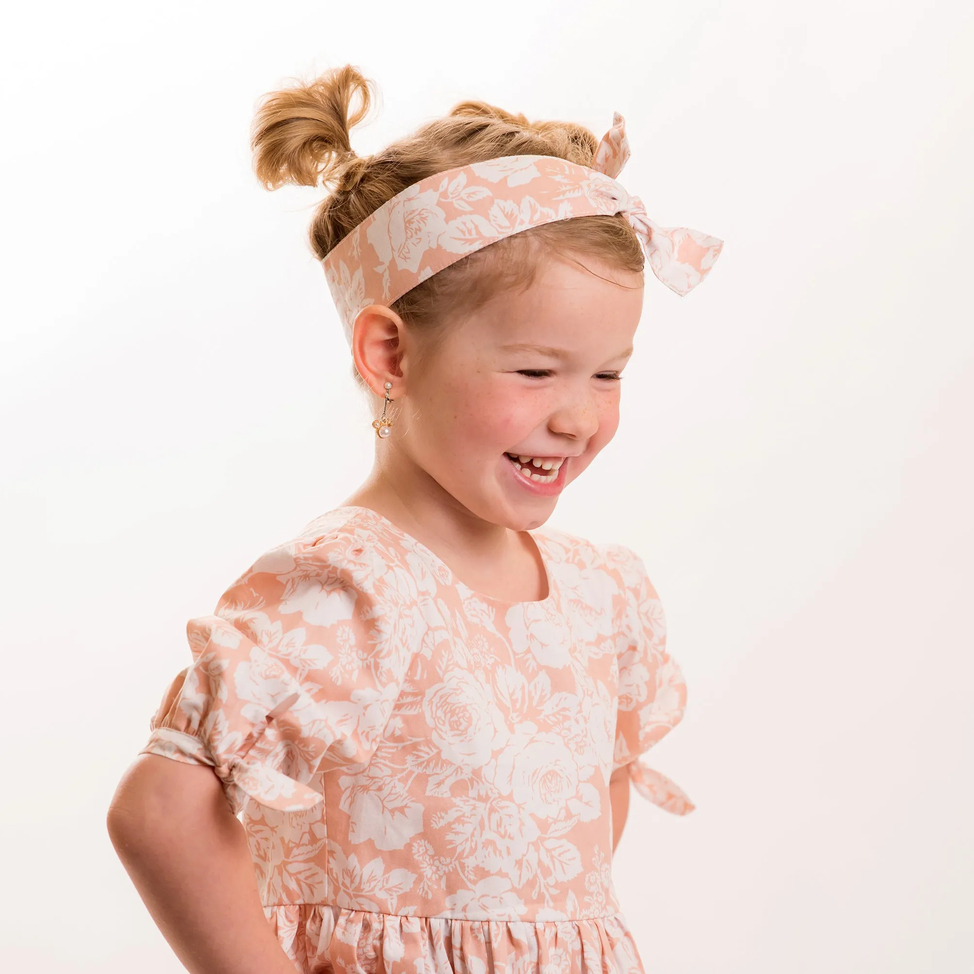 Flofallzique Floral Girls Dress Scoop Back 1/2 Sleeves Vintage Midi Dress Cute Kids Clothes