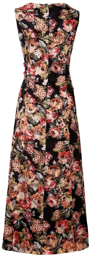 Floral Appliques Printed Dress