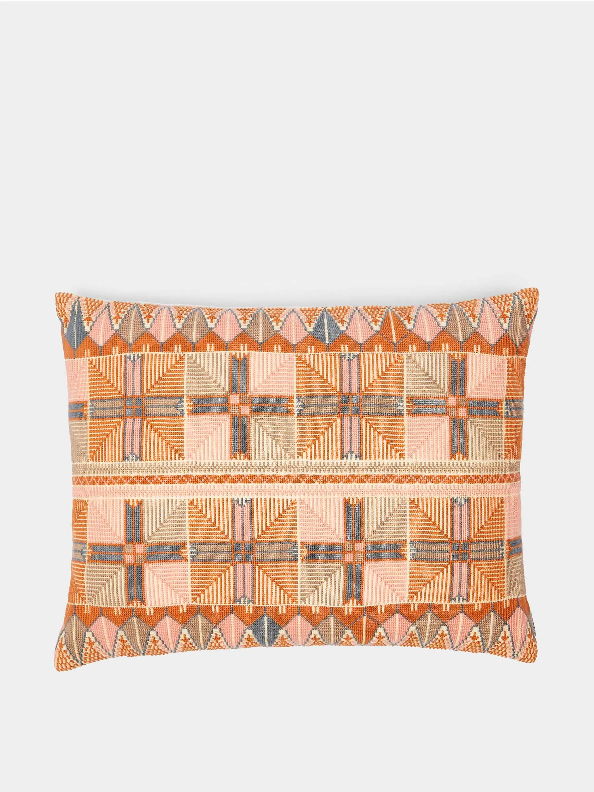 Hand-embroidered cotton cushion