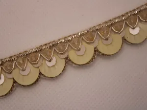Light Golden Fancy Sequins and Stone Work Embroidered Border