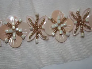 Light Pink Beads Work Embroidered Border