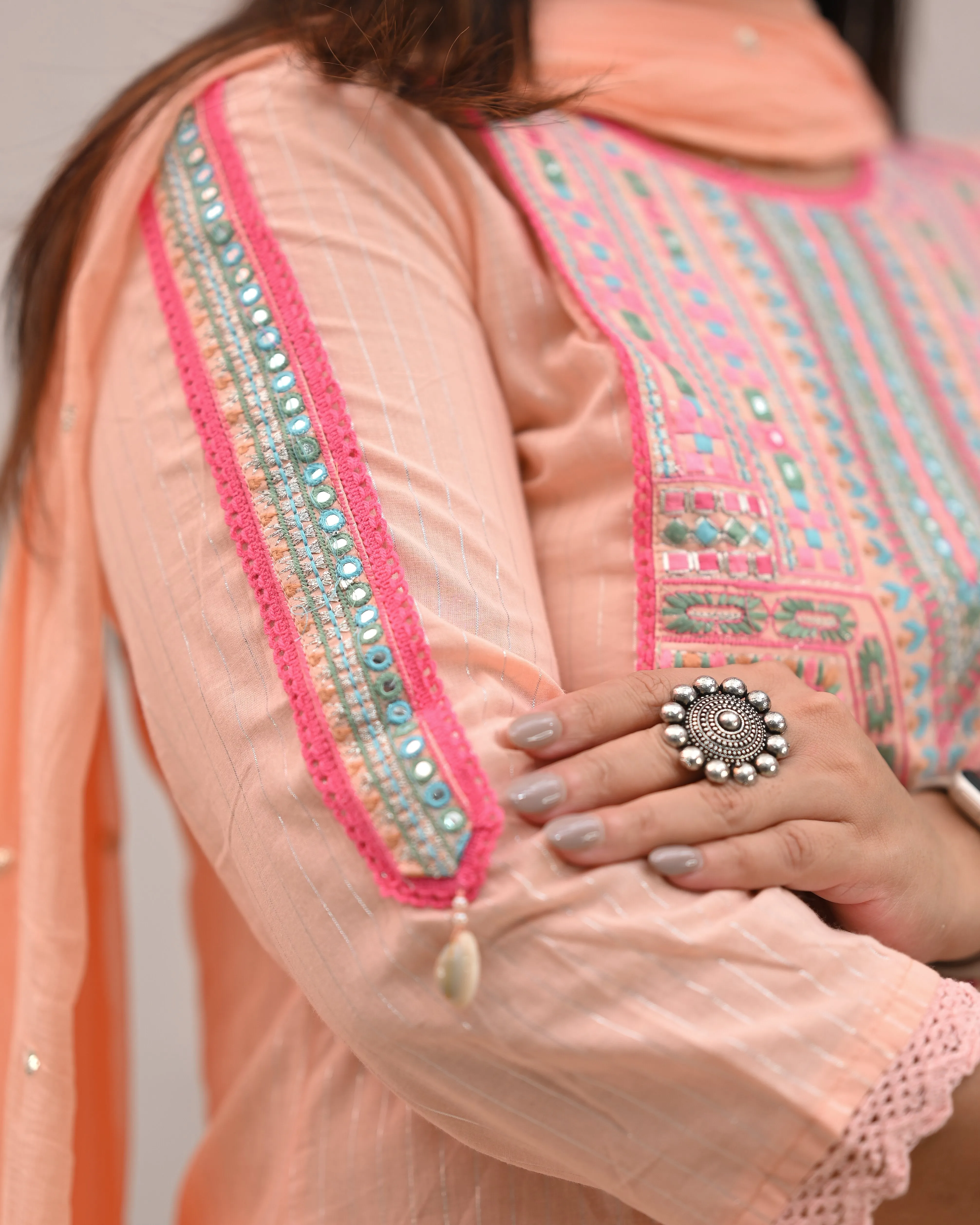 Meerza Asymmetric Embroidered Pant Set