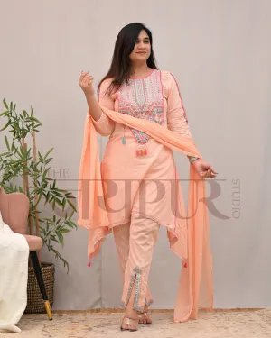 Meerza Asymmetric Embroidered Pant Set