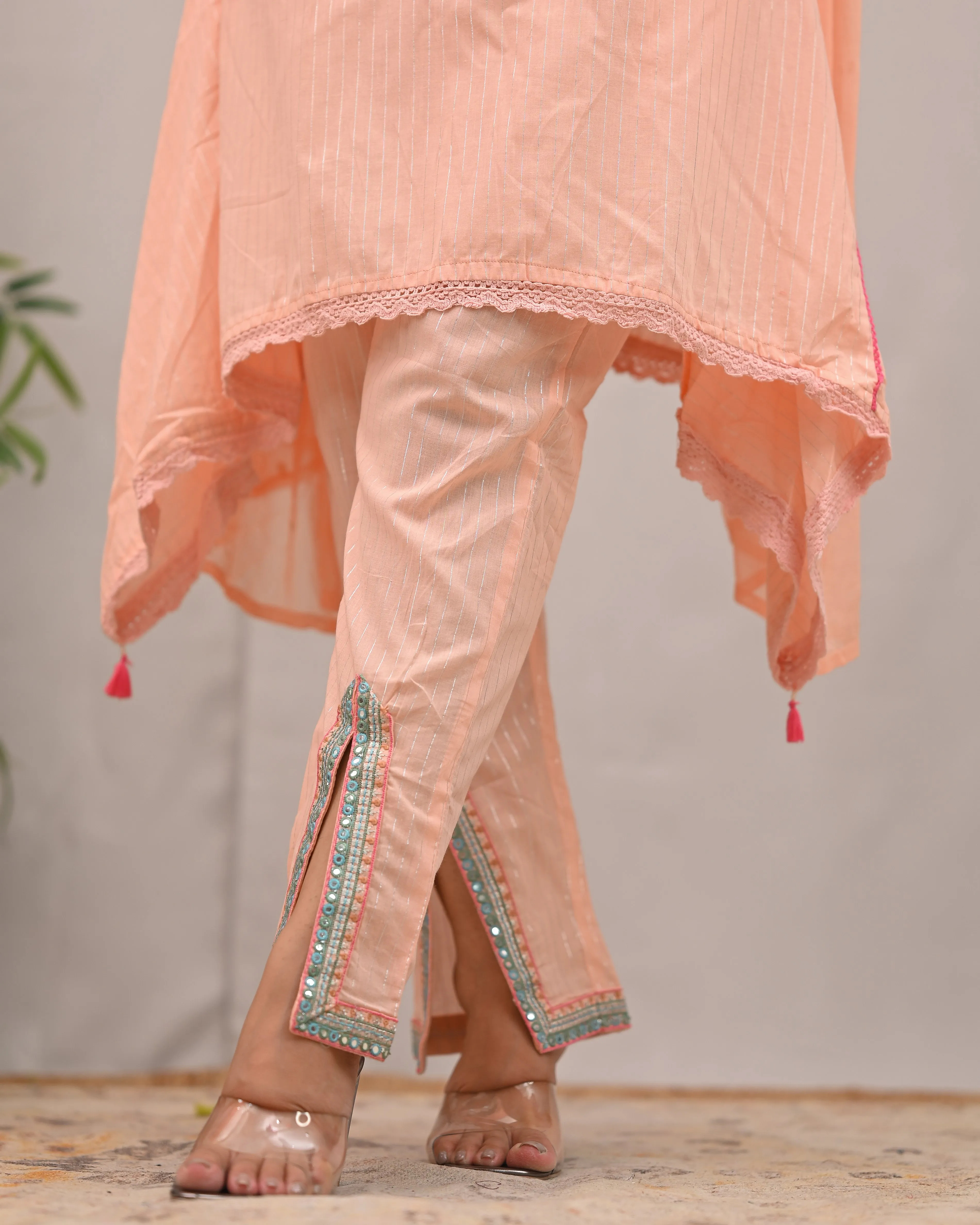 Meerza Asymmetric Embroidered Pant Set