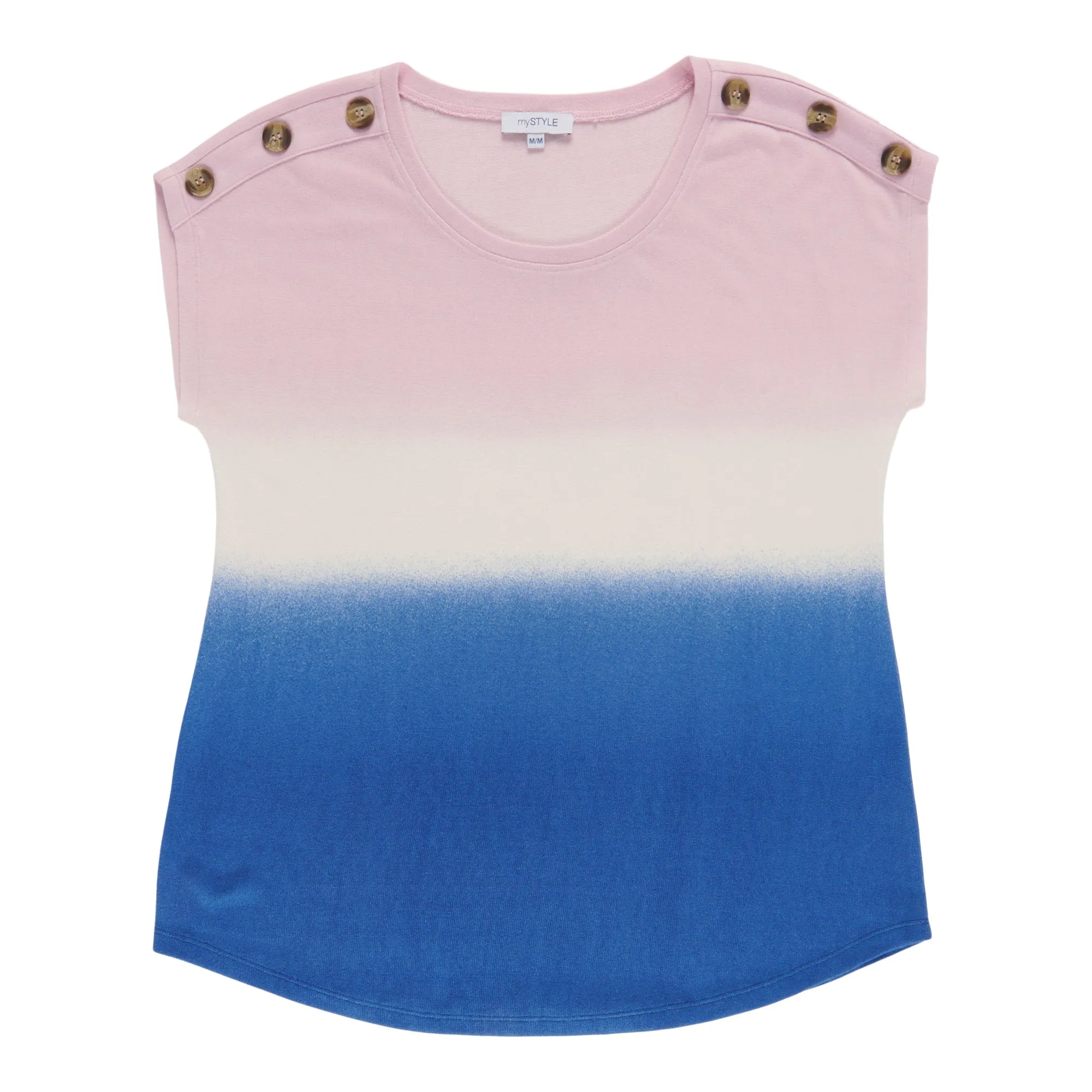mySTYLE Women's Dip Dye Short Sleeve Top
