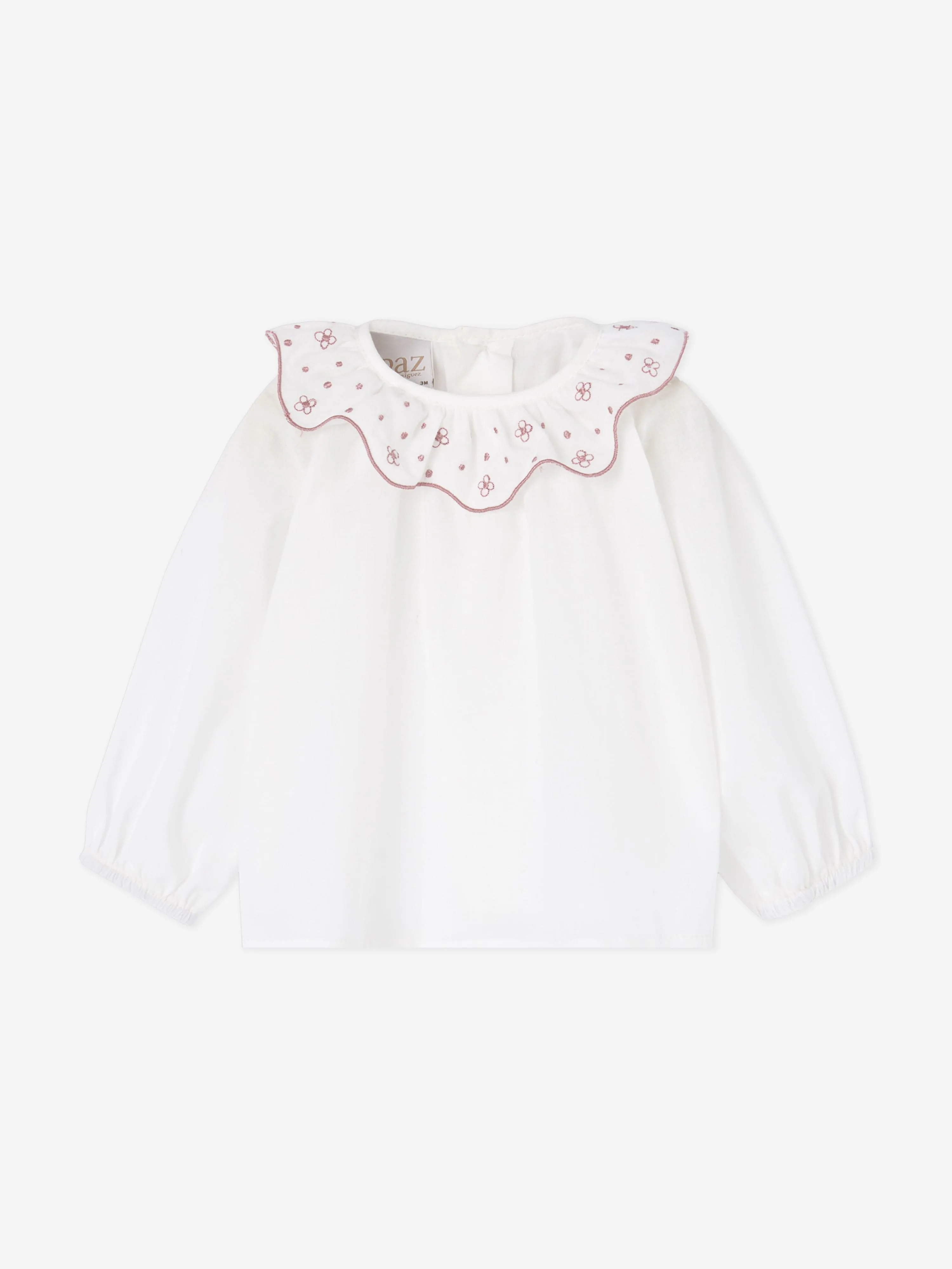 Paz Rodriguez Baby Girls Embroidered Blouse in Ivory