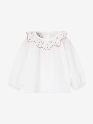 Paz Rodriguez Baby Girls Embroidered Blouse in Ivory