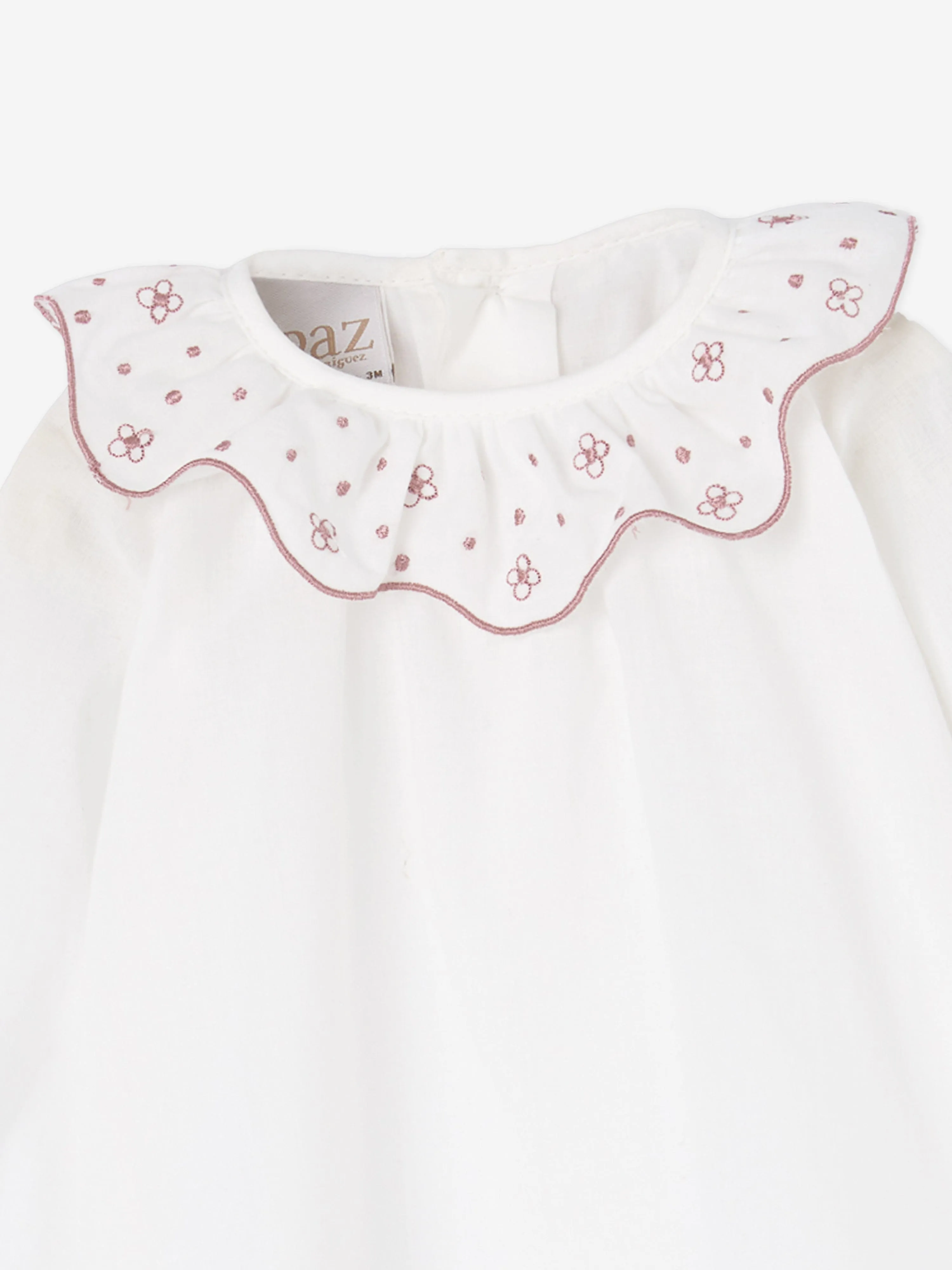 Paz Rodriguez Baby Girls Embroidered Blouse in Ivory