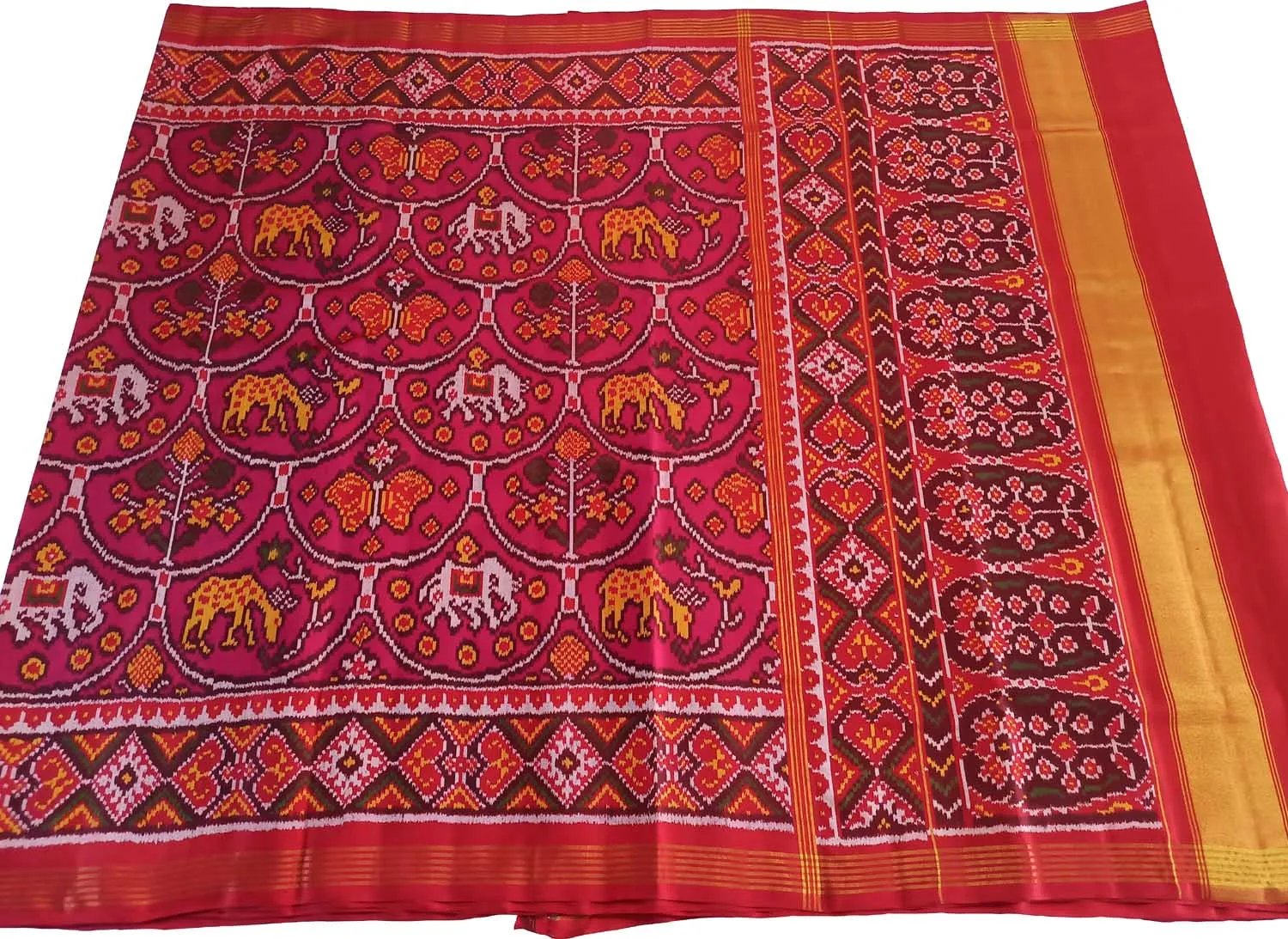 Pink Semi Patan Patola Silk Saree