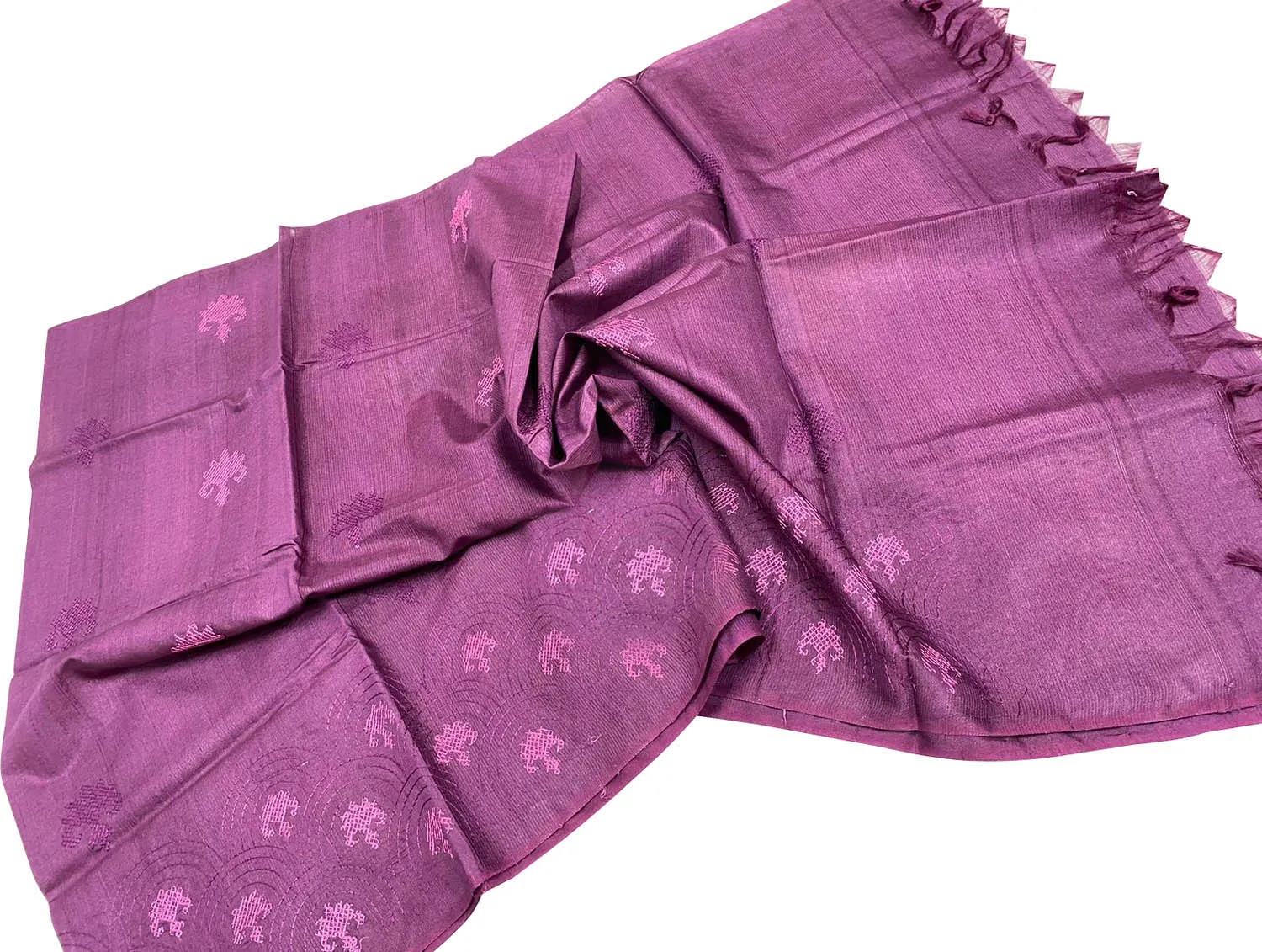 Shop Pink Bhagalpur Tussar Silk Dupatta - Elegant & Luxurious