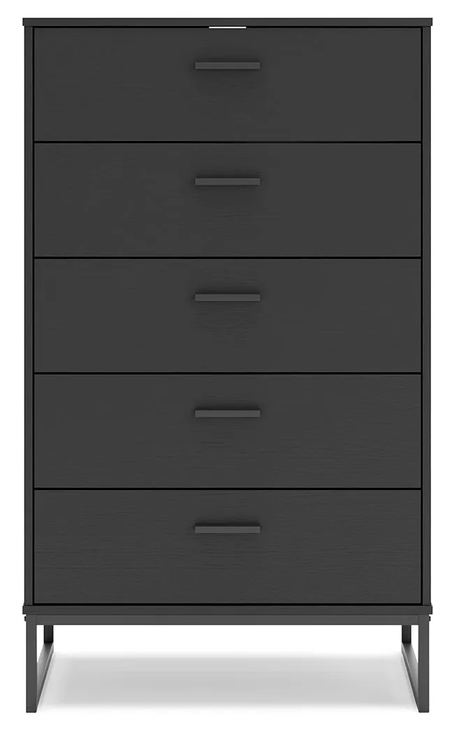 Socalle Full Panel Platform Bed with Dresser, Chest and Nightstand in Black