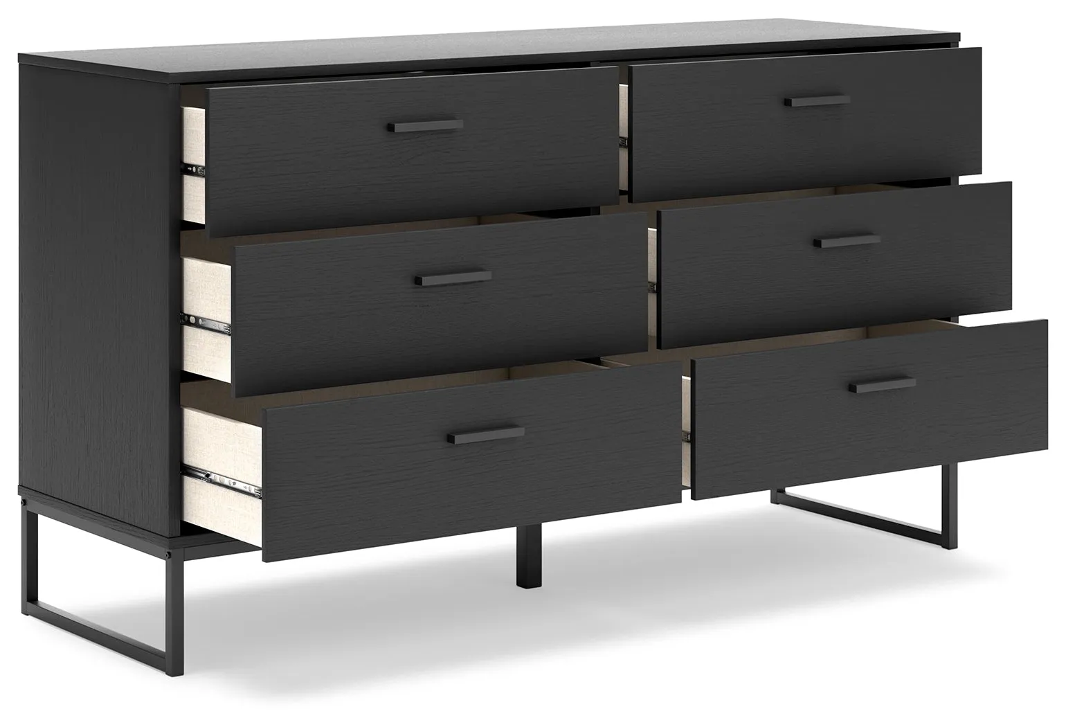 Socalle Full Panel Platform Bed with Dresser, Chest and Nightstand in Black