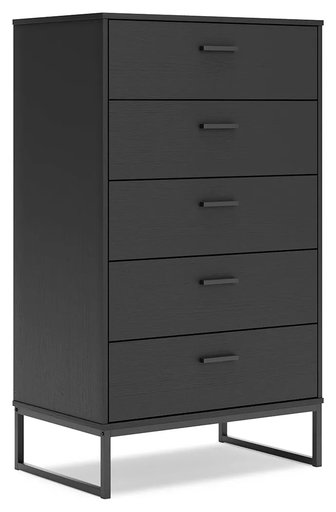 Socalle Full Panel Platform Bed with Dresser, Chest and Nightstand in Black