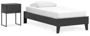 Socalle Twin Platform Bed with Nightstand in Black