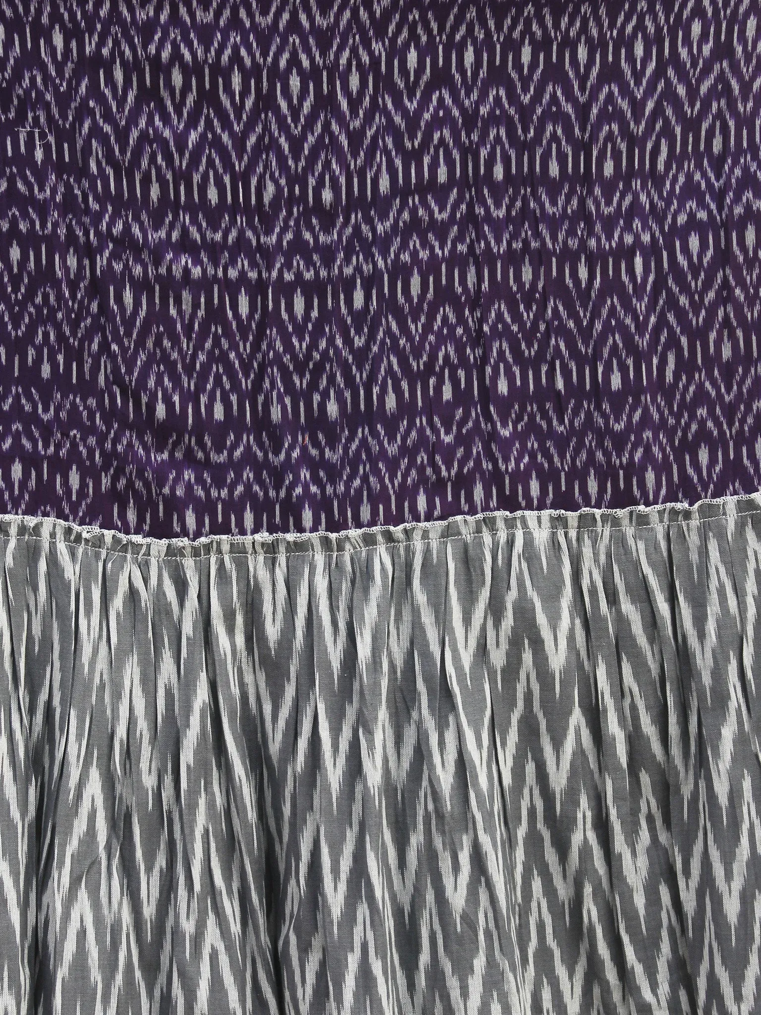 Violet Grey Ivory Hand Woven Cotton Mercerized  Ikat Tier Dress - D175F840
