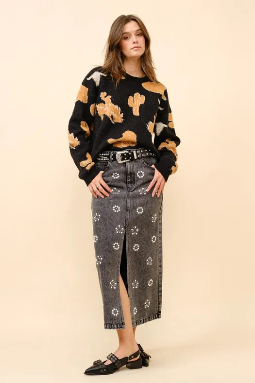 Western Motif Sweater Pullover