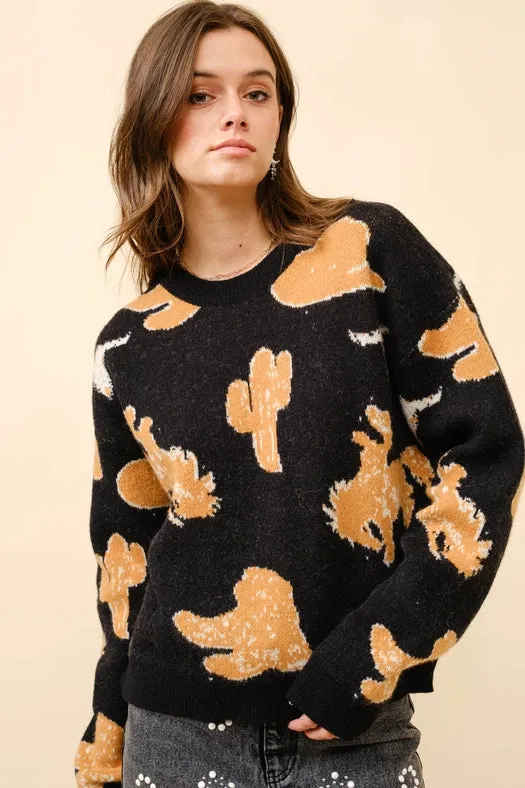 Western Motif Sweater Pullover