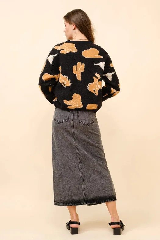 Western Motif Sweater Pullover