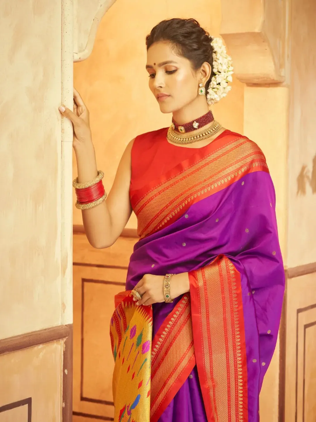 Whimsical Wine Pure Aniruddh Silk Pathani Saree