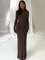 Woman Clothing Turtleneck Long Maxi Dress Streetwear 2024 Autumn Female Long Sleeve Bodycon Solid White Evening Party Dresses