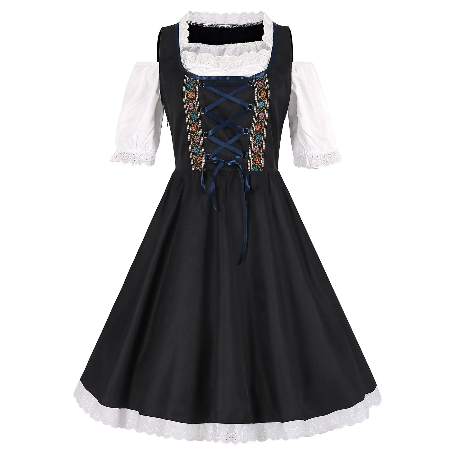 Womens Cosplay Maid Dirndl Dress German Oktoberfest Costumes for Bavarian Carnival Halloween Party Dresses