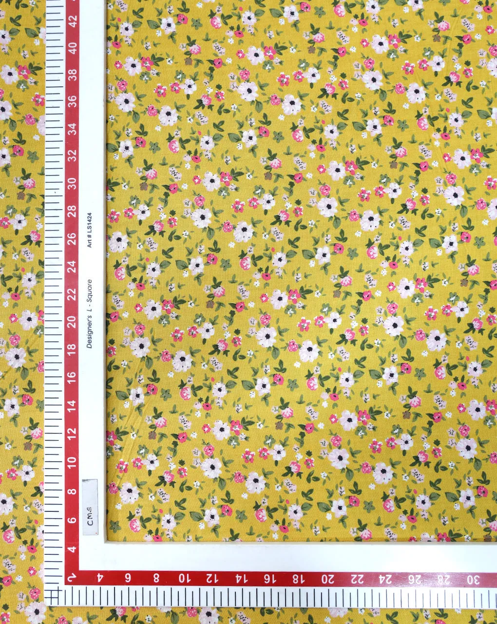 YELLOW SMALL FLOWERS DESIGN PRINTED RAYON FABRIC